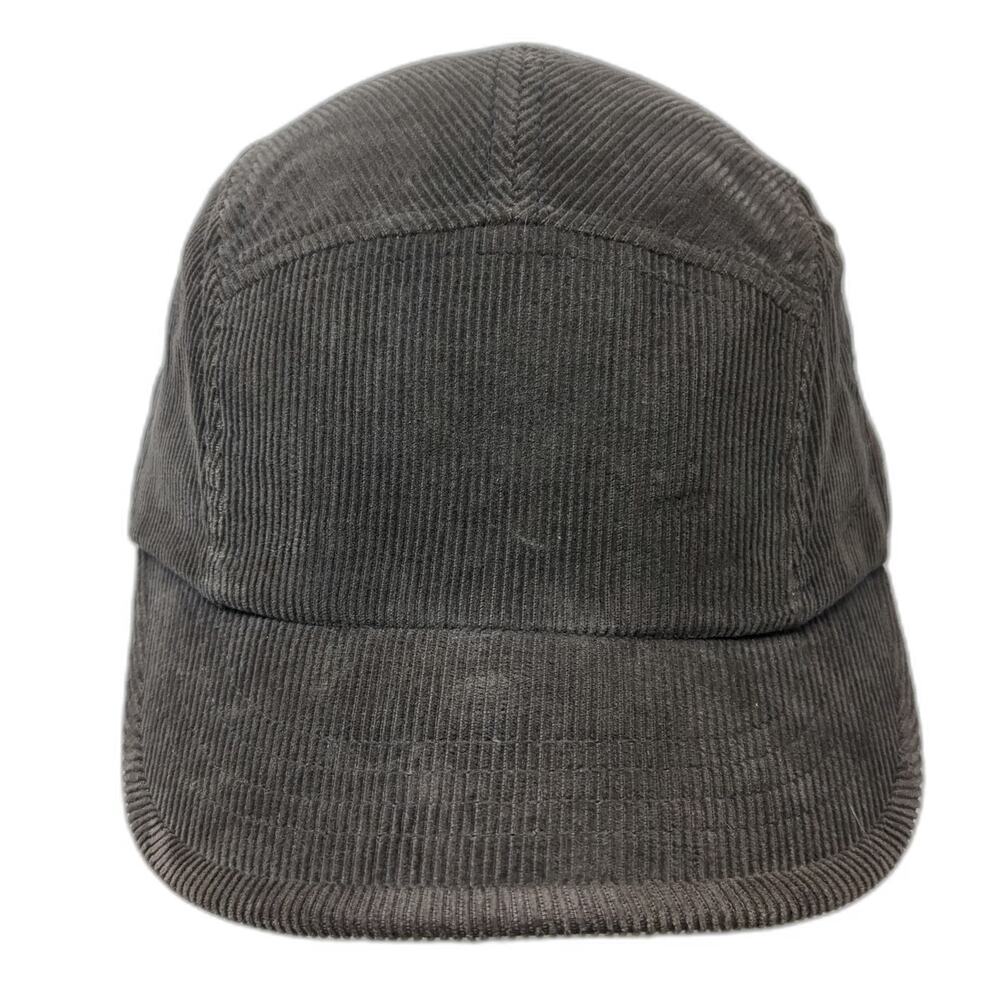 Chocolate Army Cap Gray One Size Corduroy 5 Panel Adjustable Strapback Hat